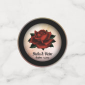 Red Rose Gothic Wedding Names and Date Peach Confetti (Kleine voorkant)