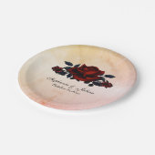 Red Rose Gothic Wedding Names and Date Peach Papieren Bordje (Gekanteld)