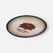 Red Rose Gothic Wedding Names and Date Peach Papieren Bordje (Gekanteld)