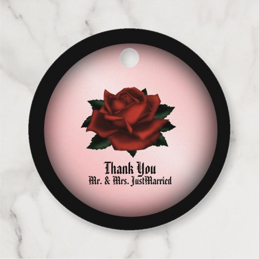 Red Rose Gothic Wedding Personal Bedankjes Labels (Achterkant)