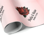 Red Rose Gothic Wedding Personal Cadeaupapier (Rol Hoek)