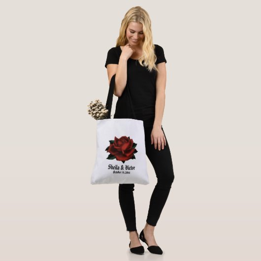 Red Rose Gothic Wedding Personal Canvas tas (Op model)