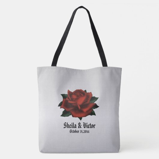 Red Rose Gothic Wedding Personal Canvas tas (Achterkant)