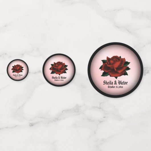 Red Rose Gothic Wedding Personal Confetti (Voorkanten)