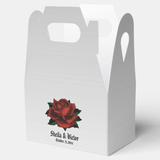 Red Rose Gothic Wedding Personal Favor Box Bedankdoosjes (Geopend)