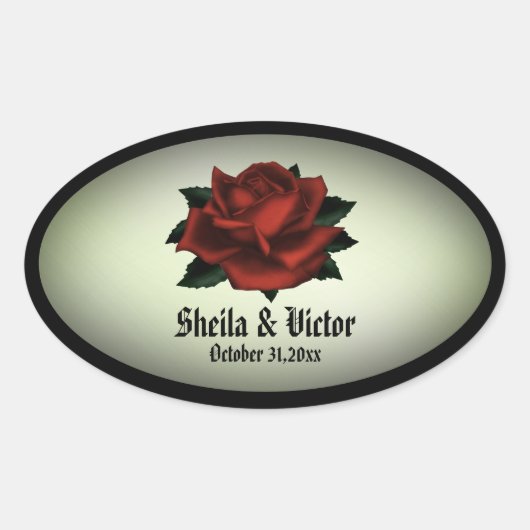 Red Rose Gothic Wedding Personal Green Stickers (Voorkant)