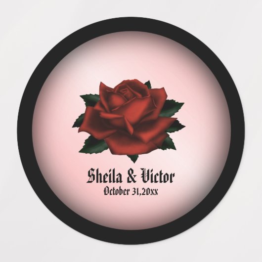 Red Rose Gothic Wedding Personal Labels (Design 1)