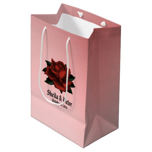 Red Rose Gothic Wedding Personal Medium Cadeauzakje (Voorkant Gekanteld)