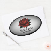 Red Rose Gothic Wedding Personal Oval Sticker (Envelop)