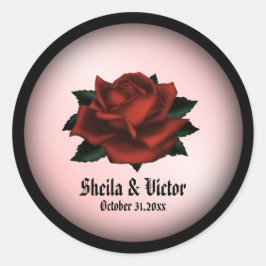 Red Rose Gothic Wedding Personal Ronde Sticker