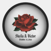 Red Rose Gothic Wedding Personal Round Stickers (Voorkant)