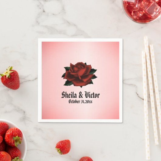 Red Rose Gothic Wedding Personal Servet (Insitu)