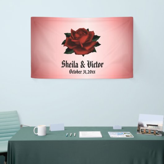 Red Rose Gothic Wedding Personal Spandoek (Beurs)