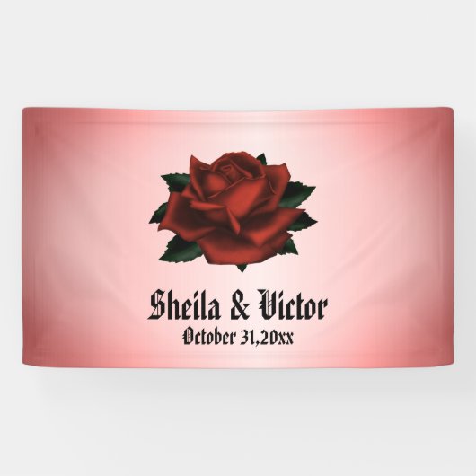 Red Rose Gothic Wedding Personal Spandoek (Horizontaal)
