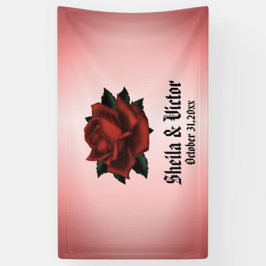 Red Rose Gothic Wedding Personal Spandoek (Verticaal)