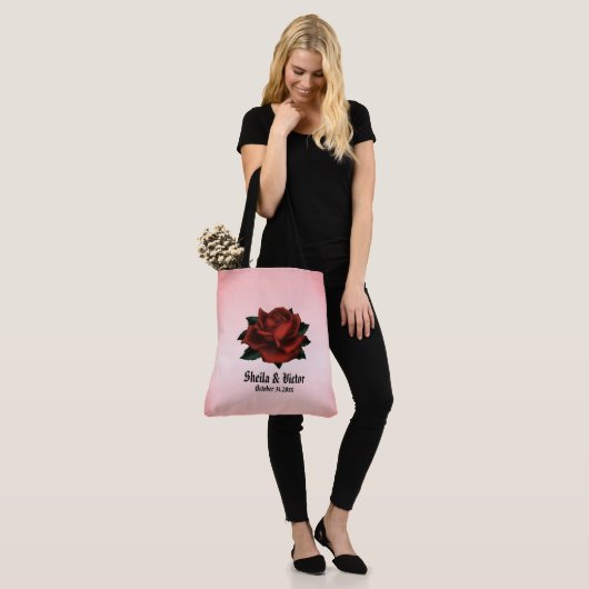 Red Rose Gothic Wedding Personal Tote Bag (Op model)