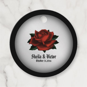 Red Rose Gothic Wedding Personalize Bedankjes Labels