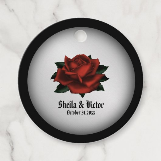 Red Rose Gothic Wedding Personalize Bedankjes Labels (Voorkant)