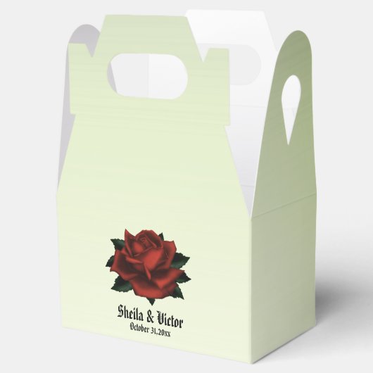 Red Rose Gothic Wedding Personalized Bedankdoosjes (Geopend)