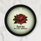 Red Rose Gothic Wedding Personalized Green Bedankjes Labels (Achterkant)
