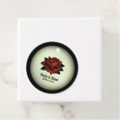 Red Rose Gothic Wedding Personalized Green Bedankjes Labels (In situ)