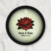 Red Rose Gothic Wedding Personalized Green Bedankjes Labels (Voorkant)