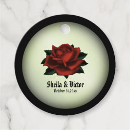 Red Rose Gothic Wedding Personalized Green Bedankjes Labels