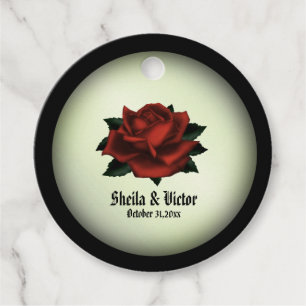 Red Rose Gothic Wedding Personalized Green Bedankjes Labels