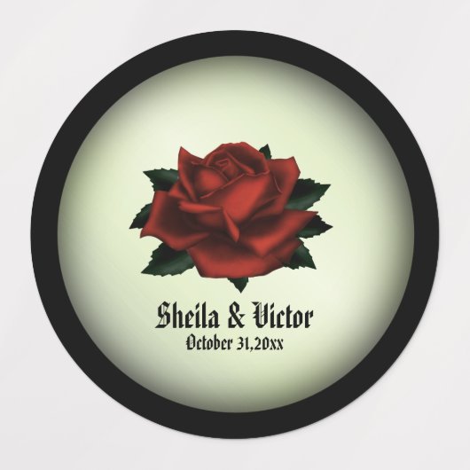 Red Rose Gothic Wedding Personalized Labels (Design 1)