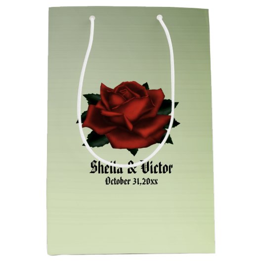 Red Rose Gothic Wedding Personalized Medium Cadeauzakje (Voorkant)