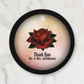 Red Rose Gothic Wedding Personalized Peach Bedankjes Labels (Achterkant)