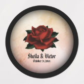 Red Rose Gothic Wedding Personalized Peach Labels (Design 1)
