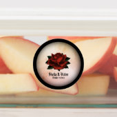 Red Rose Gothic Wedding Personalized Peach Labels (Aangebracht)