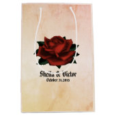 Red Rose Gothic Wedding Personalized Peach Medium Cadeauzakje (Voorkant)