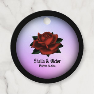 Red Rose Gothic Wedding Persoonlijk Paars Bedankjes Labels