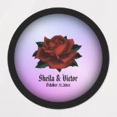 Red Rose Gothic Wedding Persoonlijk Paars Labels (Design 1)