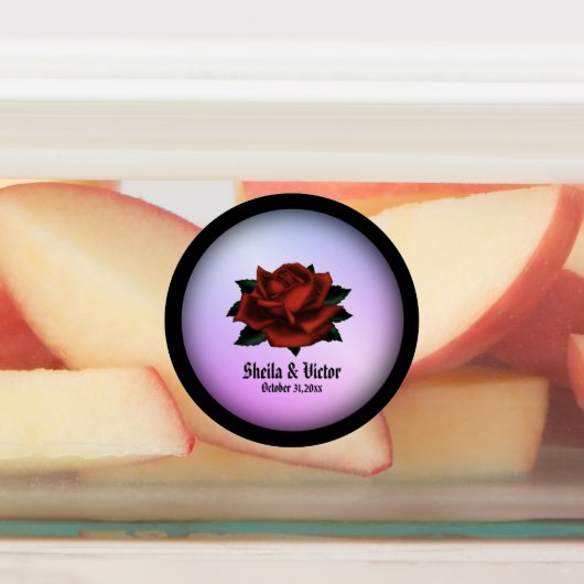 Red Rose Gothic Wedding Persoonlijk Paars Labels (Aangebracht)