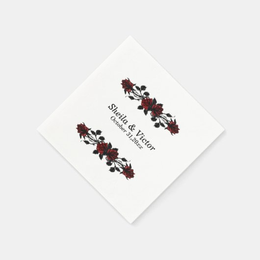 Red Rose Gothic Wedding Servet (Hoek)