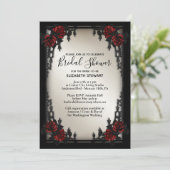 Red Rose Gothic Wedding Vrijgezellenfeest Antiek G Kaart (Staand voorkant)
