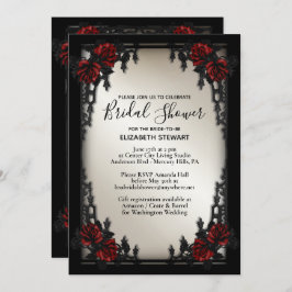 Red Rose Gothic Wedding Vrijgezellenfeest Antiek G Kaart