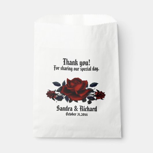 Red Rose Gothic Wedding Wit Persoonlijk Bedankzakje (Voorkant)
