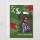 Red Rose Green Foto Afstuderen Aankondiging (Voorkant)