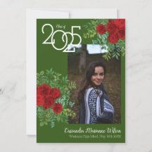 Red Rose Green Foto Afstuderen Aankondiging
