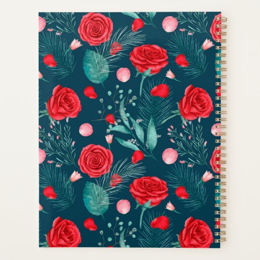 Red Rose & Green Leaves Personalized Planner (Achterkant)