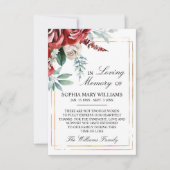 Red Rose & Green Leaves Sympathie Memory Bedankkaart (Voorkant)