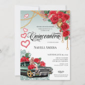Red Rose Green Lowrider Mexicana Chola Quinceañera Kaart (Voorkant)
