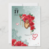 Red Rose Green Lowrider Mexicana Chola Quinceañera Kaart (Achterkant)