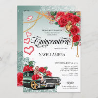 Red Rose Green Lowrider Mexicana Chola Quinceañera
