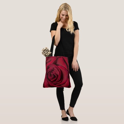 Red Rose Grote Canvas tas (Op model)