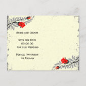  Red Rose Grunge Save the Date Briefkaart (Achterkant)